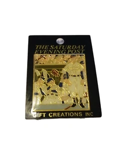 Saturday Evening Post Cover Enamel Pinback Pin 1948 Chicago Cubs Norman Rockwell - Picture 1 of 4