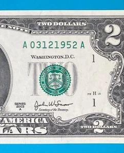March 12, 1952 / 3 December 1952 : A 03121952 A BIRTHDAY NOTE $2 Two Dollar Bill - Picture 1 of 3