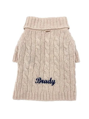 Mark and Graham Cable Knit Dog Sweater Small Blush BRADY mono Wool blend 2 - Image 1 of 4