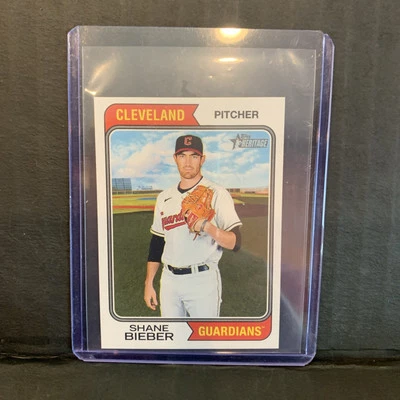 2023 Topps Heritage Mini 77/100- #83 Shane Bieber - Image 1 of 2