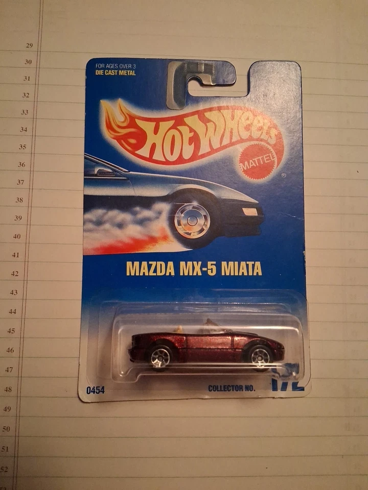 HOT WHEELS BLUE CARD COLLECTOR # 172 MAROON MAZDA MX-5 MIATA W/ 5SP - Image 1 of 1
