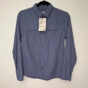 REI Sahara Shirt UPF 50+ Roll-Up Long Sleeve Hiking Top Thunder Blue Kids L - Picture 1 of 6