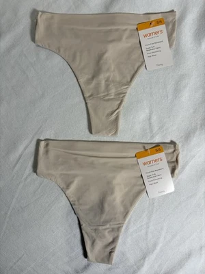 NUEVO Warners Tanga Suave Sobre Cintura Alta Tanga Paquete de 2 Panty Tanga Talla Pequeña Foto 1 de 4