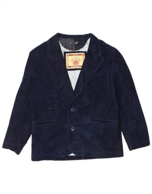BOXER Boys 2 Button Suede Blazer Jacket 10-11 Years Navy Blue Leather DF22 - Image 1 of 4
