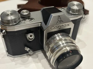 Contax F Carl Zeiss Jena 2 8/50. Lens Carl Zeiss. Brown Leather Case With Strap! - Picture 1 of 19