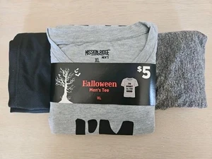 (3) Men's Size XL SHORT Sleeve T-Shirts Black Gray Halloween Spooky All Year NEW - Picture 1 of 12