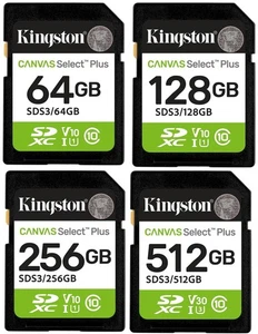 Tarjeta de memoria Kingston SD Canvas Select Plus 150 MB/s 256 GB 512 GB 1 TB - Imagen 1 de 9
