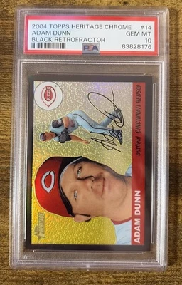 2004 Heritage Chrome Black Refractor #11/55 Adam Dunn PSA 10 GEM MT POP 1 - Image 1 of 2