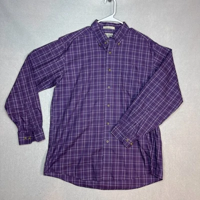 Camisa LL Bean Para Hombre Talla Grande Con Botones Púrpura A Cuadros Manga Larga Algodón Foto 1 de 4