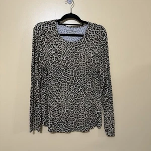 Camisa Top Chico's 2 Estampado Leopardo Manga Larga Ligera Tejida Mujer Grande - Imagen 1 de 5