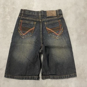 Mecca Wide Leg Jean Shorts Youth Boys Size 7 Blue Denim Jorts Streetwear Y2K - Picture 1 of 6