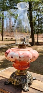 Antique Queen Anne Oil Lamp 19" - Picture 1 of 10