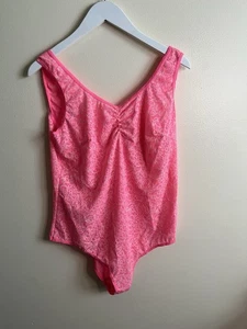 Cacique Women’s Hot Pink Floral Lace Sleepwear Bodysuit Size 14/16 - Picture 1 of 5