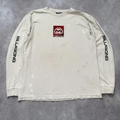 Camisa Billabong De Colección Para Hombres 2XL Crema Manga Larga Logo Gráfico Surf Skate 00s Foto 1 de 4