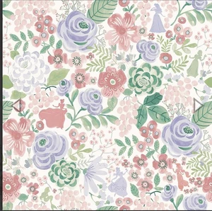 Disney Princess Watercolor Floral Peel & Stick Wallpaper - Purple - Picture 1 of 8