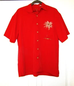 BAMBOO CAY MEN'S FINE RESORTWEAR EMBROIDERED SHORT-SLEEVE SHIRT (SM.) RED - Picture 1 of 8