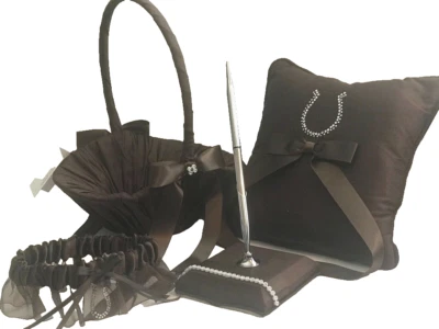 Juego de 4 accesorios de herradura de cristal marrón satinado Western boda Foto 1 de 4