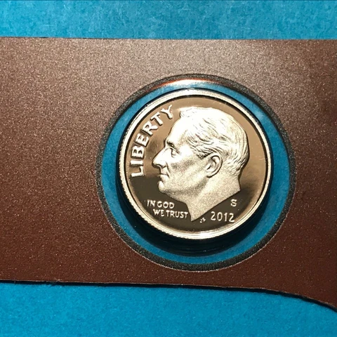 2012 S  Roosevelt  Proof Clad Dime From US Mint Set   FREE SHIP Cover