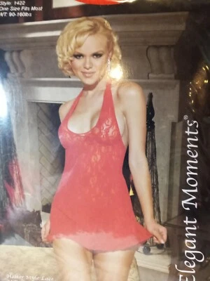 Mini Vestido Elegante Momentos Halter Top Encaje Frente en V - Rojo - Talla Única 90.160 lb Foto 1 de 3