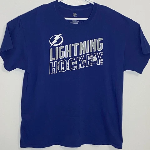 Tampa Bay Lightning NHL Blue Men's XL Cotton Short Sleeve Graphic T-shirt Cover