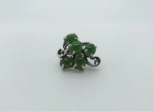Anillo de racimo de jade de plata esterlina talla 7,5 alrededor de 1960 - Imagen 1 de 5