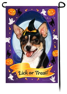 Bandera de jardín de Halloween - Tri Chihuahua negra lisa - Imagen 1 de 1