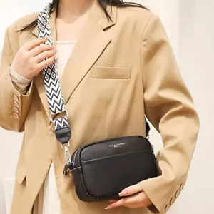 Damen Schultertasche Umhängetasche Kuriertasche breiter Riemen Handtasche PU UK - Bild 1 von 10
