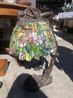 E. Thomasson Bronze Figural Stained Glass Lamp