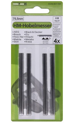 HOBBYPOWER24 4x Hartmetall Hobelmesser 75,5mm für Bosch 0590 / 1590 / 1591 / 8400 / P480 B37