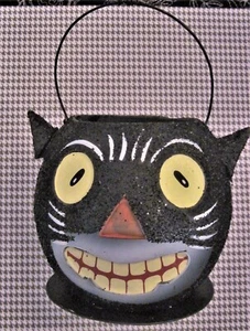 Halloween Glitzer schwarze Katze Süßigkeiten Leckerli Eimer - Bild 1 von 2