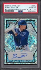 2021 Bobby Witt Jr Leaf Flash #BWJ Autograph-Platinum Blue /50 Graded PSA 10 Gem