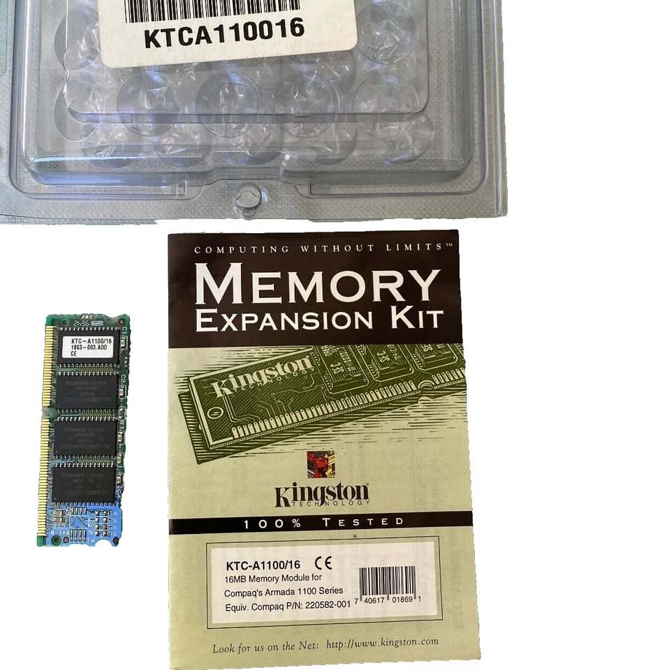 Kingston KTC-A1100/16 16MB Memory Module Laptop RAM Compaq Armada Series SODIMM - Image 1 of 4