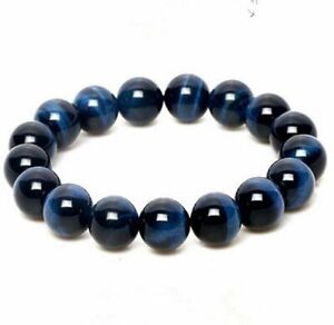 Natural 8mm Gemstone Blue Tigers Eye Stone Beads Woman Man Bracelet 7.5'' AAA+