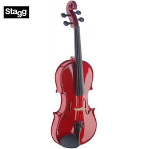 Stagg VN4/4-TR Solid Maple Body Spruce Top 4/4 Violin Ensemble Red w/ Case - Picture 1 of 2