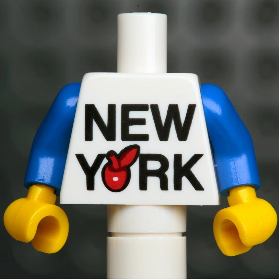 NEW LEGO - Torso - Town - 'NEW YORK' Big Red Apple White / Blue Arms x 1 - NYC - Image 1 of 1