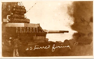 US Naval Ship Turret Firing at Guantanamo Bay Cuba 1920s RPPC Postcard Photo - Picture 1 of 2