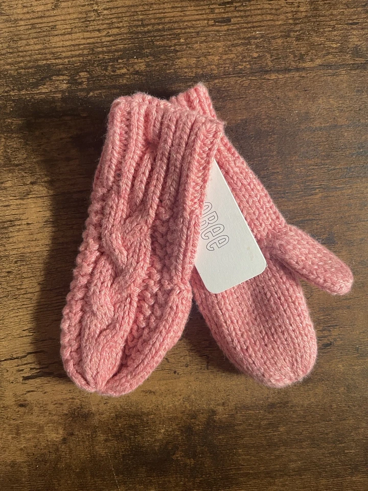 Guantes tejidos con cable de mezcla de algodón rosa liso Gymboree para bebés niñas rosa 6-12 M Foto 1 de 3