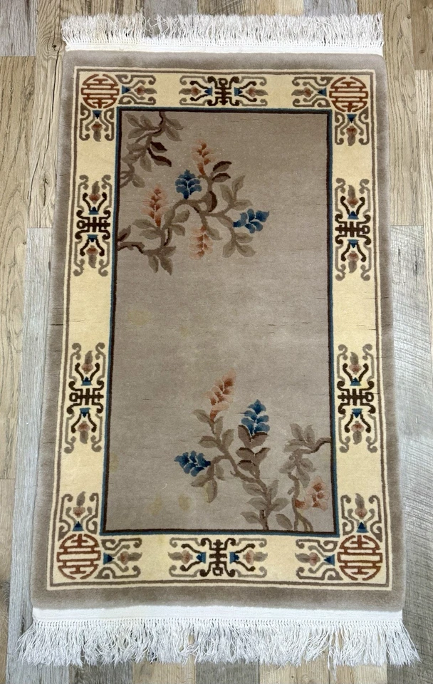 Antigua alfombra de lana china Art Deco anudada a mano alfombra oriental de 5’x 3’ alfombra de Pekín Foto 1 de 4