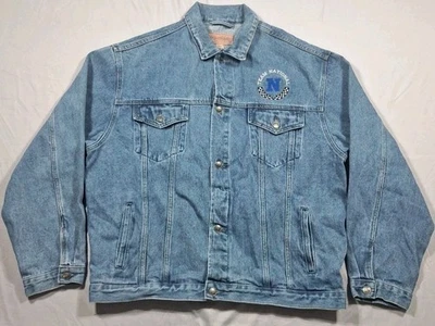 CHAQUETA DE TRABAJO DE COLECCIÓN TEAM NATIONAL Racing Denim Pesado Abrigo Bordado Para Hombre Grande  Foto 1 de 4