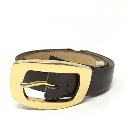 Brighton Dress Belt Womens Size L Large Brown Leather Gold Tone Vintage Made USA - Image 1 of 4