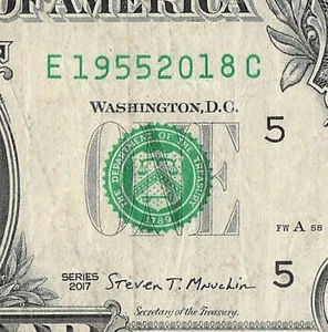 1955 2018 Tombstone Date Fancy Serial Number Date Note One Dollar Bill - Picture 1 of 11