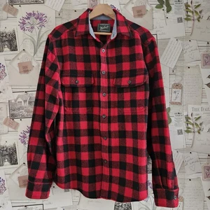 Camisa de franela a cuadros Woolrich Buffalo roja negra mezcla de lana calce medio vintage - Imagen 1 de 15