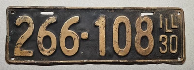 🐾 1930 ILLINOIS MATRÍCULA "PASAJERO" (266-108) Foto 1 de 3
