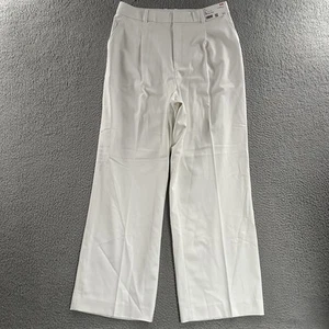 Uniqlo Womens Pants White Size XL Pleated Wide Leg Trouser Polyester Blend - Picture 1 of 16