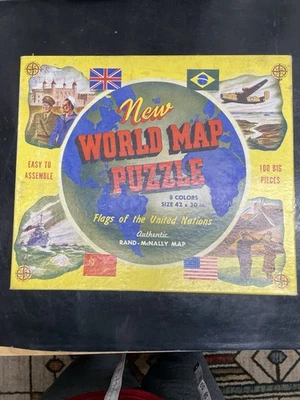New World Map Puzzle By Rand McNally, 100 Big Pieces, Soviet Union Flag, Vintage - Image 1 of 4
