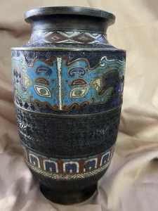 IMPRESSIVE LARGE JAPANESE MEIJI CLOISONNE ENAMEL VASE - Picture 1 of 9