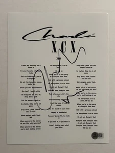 CHARLI XCX SIGNED LYRIC SHEET AUTOGRAPHED HOT SEXY POP SINGER RARE BAS COA - Picture 1 of 1