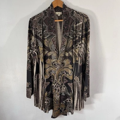 Oneworld Live and Let Live Women's Gray Open Front Swing Cardigan 2x - Image 1 of 4