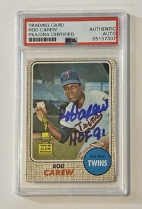 Rod Carew Autograph Signed 1968 Topps Rookie Cup Card w/ HOF 91 - PSA/DNA Twins - Picture 1 of 2