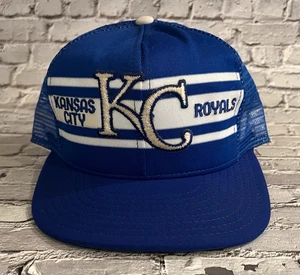 Vintage AJD Super Stripe Kansas City Royals SnapBack MeshBack Cap Hat USA - Picture 1 of 9